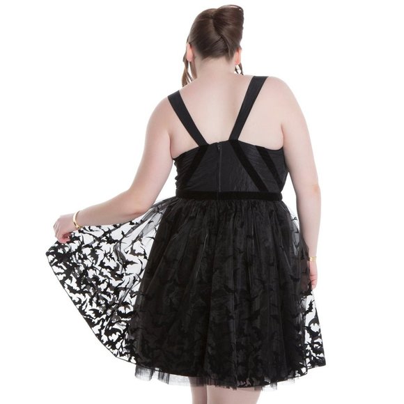 DC COMICS Torrid Batman Party Dress with Flocked Bat Print Skirt NWT Size 14 - Picture 4 of 6